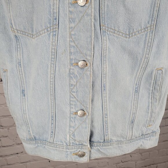 Madewell Blue Denim Oversized Trucker  Distressed Light Wash Jean Vest Small S - Picture 5 of 11